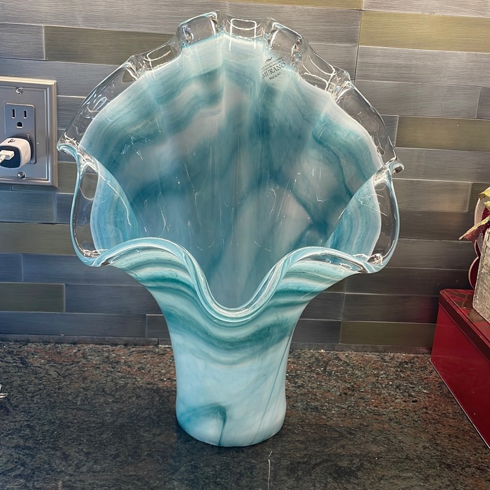 Beautiful Murano glass vase 16 inches high bottom round part is 4 1/2 inches.